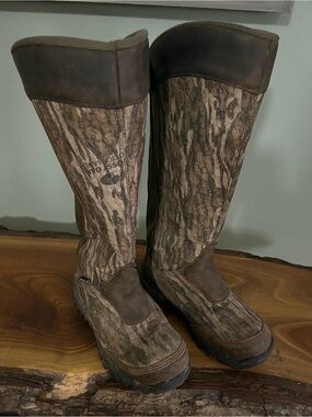 Boys Size 2 Rocky Tall Mossy Oak Camo Snake Boots - Brown/Green